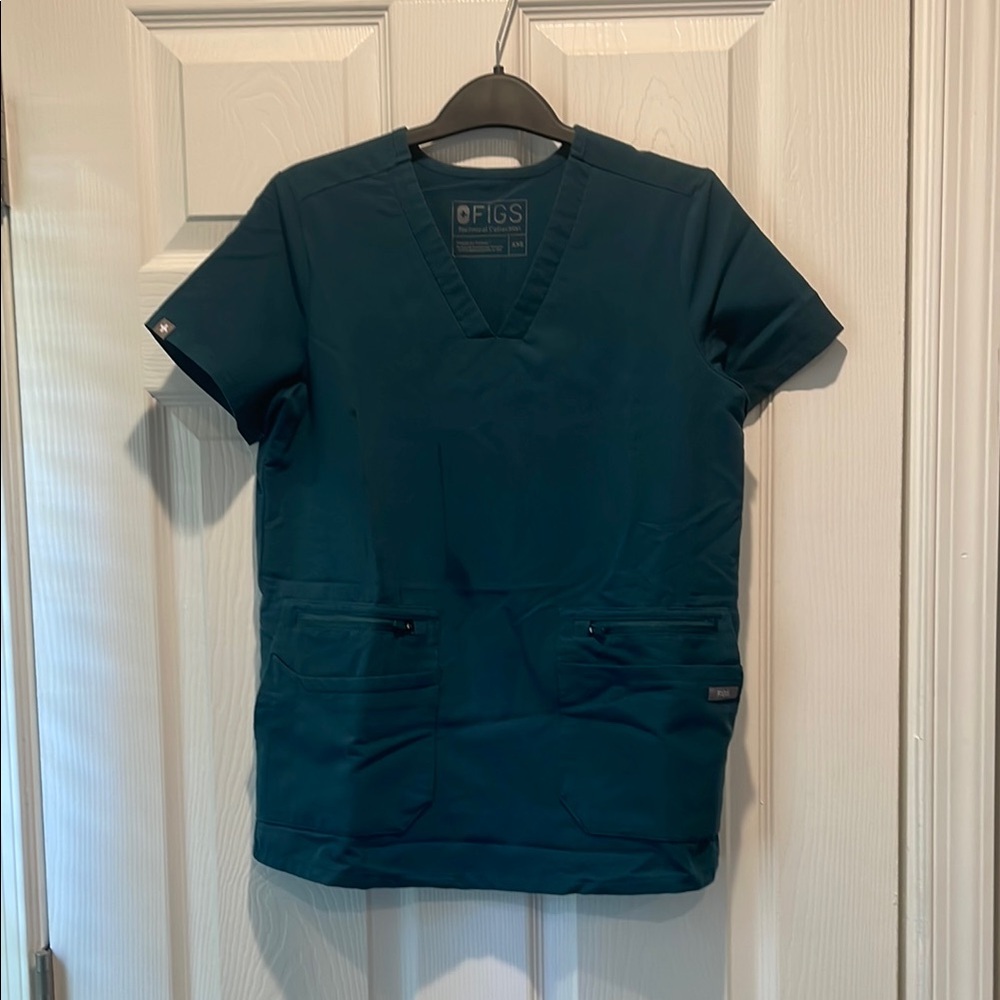 Figs Deep Teal Scrub Top